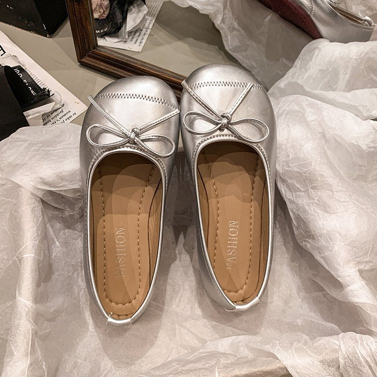 Damen klassische Ballerinas mit dekorativem Schleifenakzent R&B