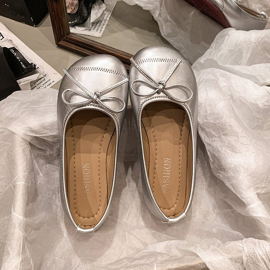Damen klassische Ballerinas mit dekorativem Schleifenakzent R&B