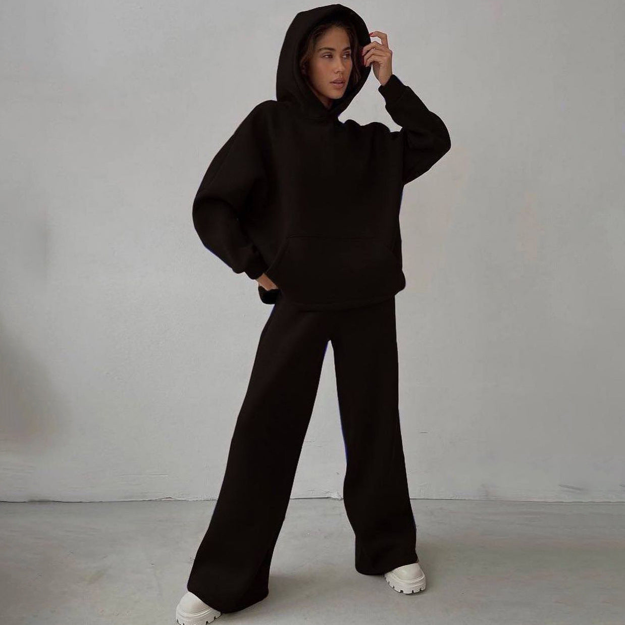 Damen lässiger Kapuzenpullover und entspannte Freizeithose Set R&B