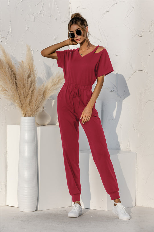 Damen Relaxed Fit Overall mit Kordelzug und Schulterfreies Design R&B
