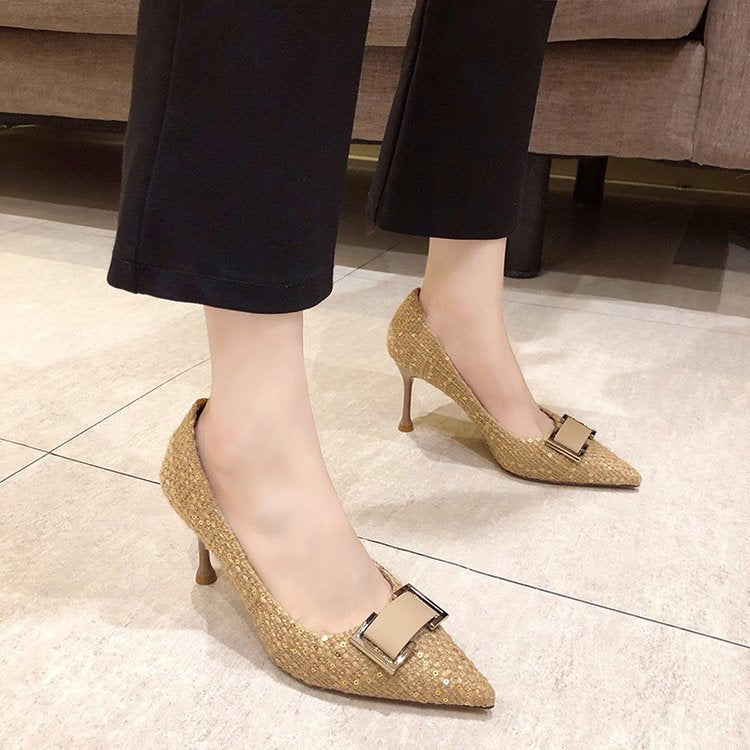 Damen elegante spitze Pumps mit glamourösem Schleifenakzent R&B