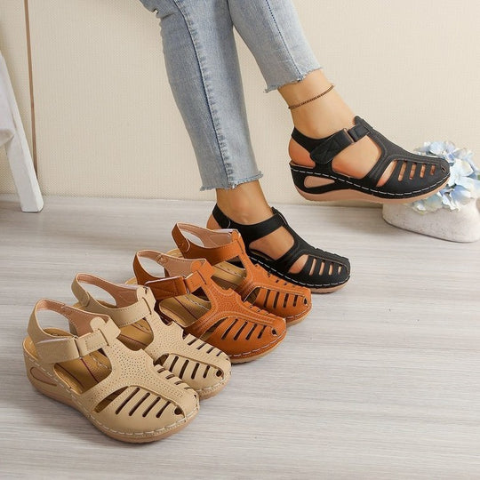 Damen Komfortable Keil-Sandalen mit atmungsaktiven Riemen R&B