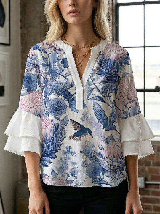 Damen Bluse mit wunderschönen floralem Design R&B