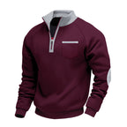Herren nan Fleece-Halbzip-Pullover mit Brusttasche und Ellenbogenbesatz R&B