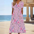 Damen Blumengemusterte Sommerkleid mit Taschen R&B