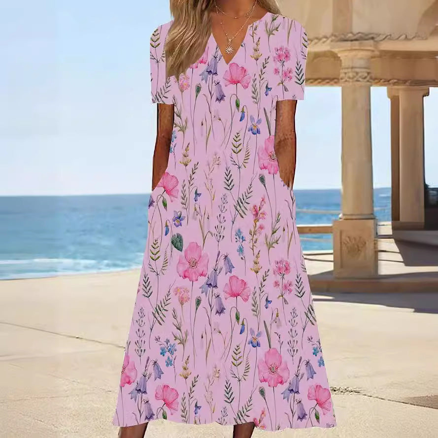 Damen Blumengemusterte Sommerkleid mit Taschen R&B