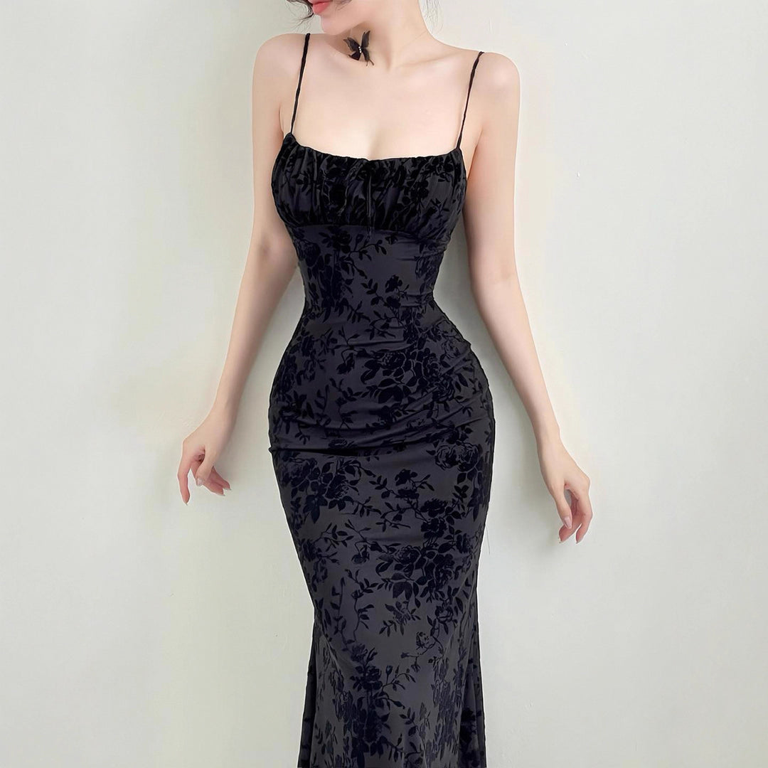 Damen Elegantes Maxikleid mit floralem Spitzenmuster und Spaghettiträgern R&B