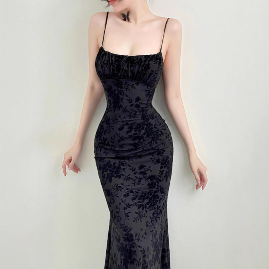Damen Elegantes Maxikleid mit floralem Spitzenmuster und Spaghettiträgern R&B