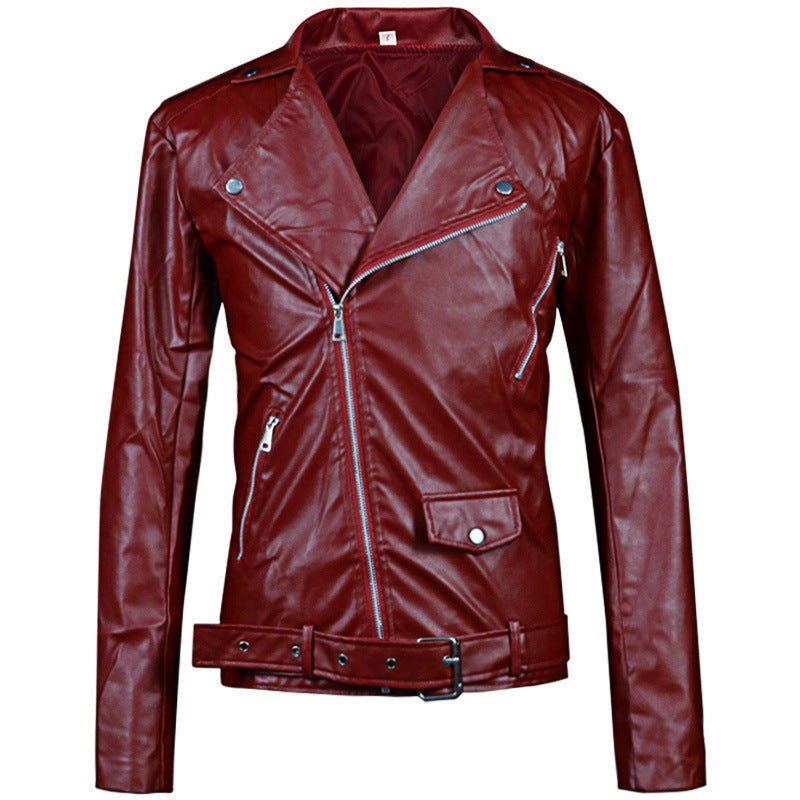 Herren Weiche Lederjacke mit asymmetrischem Reißverschluss