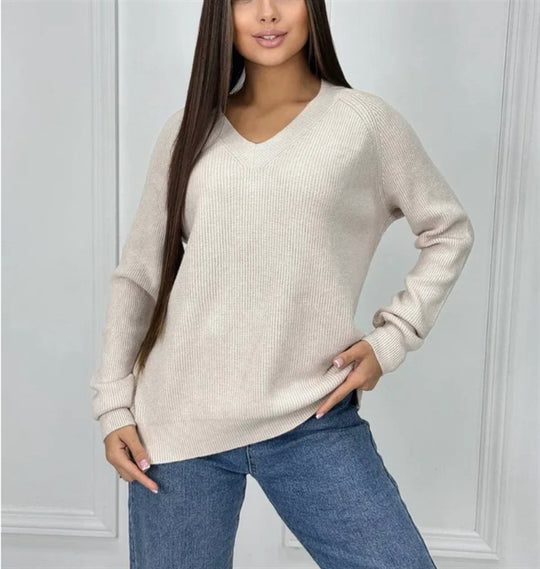 Damen V-Ausschnitt Pullover R&B