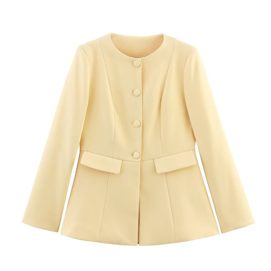 Damen elegante Blazerjacke mit dekorativen Knöpfen und Schnittführung R&B
