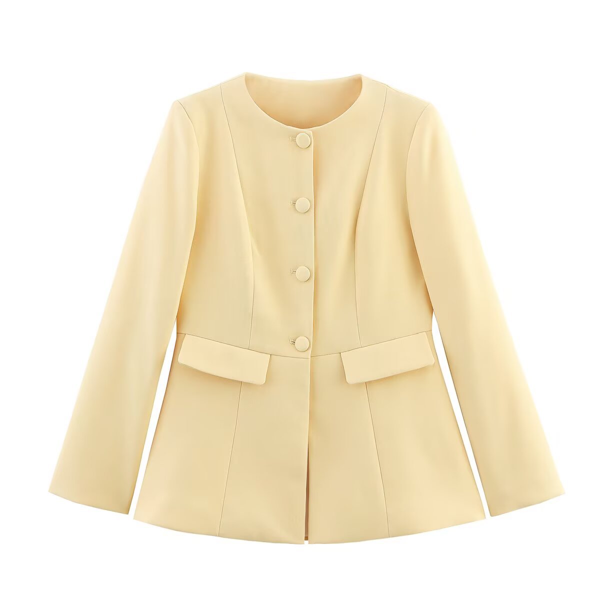 Damen elegante Blazerjacke mit dekorativen Knöpfen und Schnittführung R&B