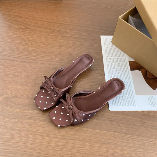 Damen Slingback Sandalen mit Punkten und eleganter Schleifenverzierung R&B