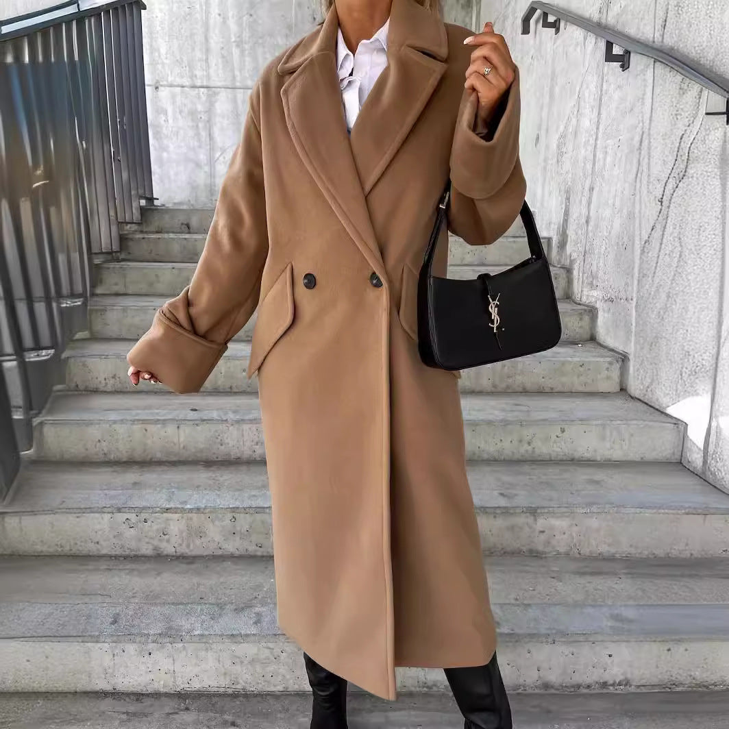 Damen Eleganter Oversized-Wollmantel R&B
