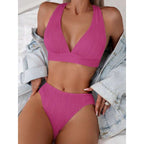 Damen Hoch geschnittener Bikini mit strukturierter Oberfläche R&B