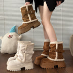 Damen kuschelige Winterstiefel mit modischer Schnallenverzierung R&B