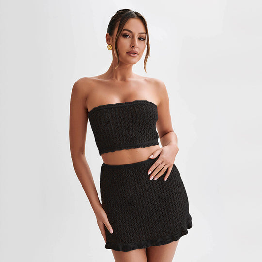 Damen elegantes Häkelkleid mit tiefem Ausschnitt R&B