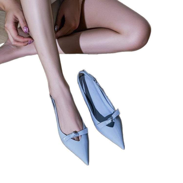 Damen Slingback-Pumps mit verspieltem Schleifendetail und glanzvoller Oberfläche R&B