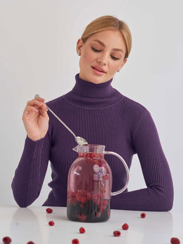 Damen Rollkragenpullover mit geripptem Design und lässigem Schnitt R&B