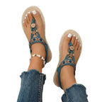 Damen Designer-Zehentrenner mit floralen Akzenten und elastischem Riemen R&B