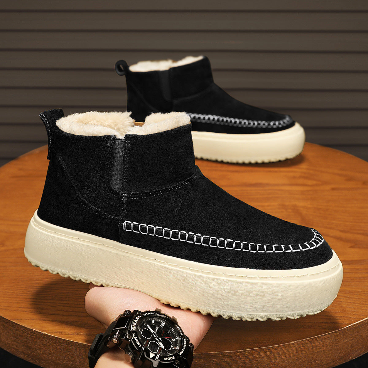 Damen kuschelige Winterstiefel mit elastischem Einsatz R&B