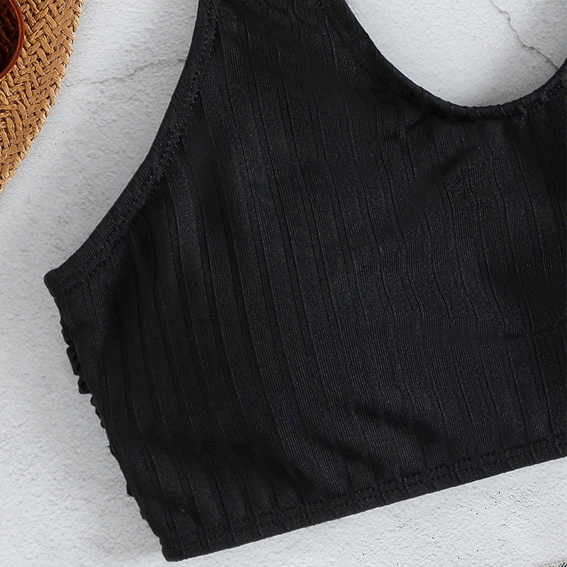 Damen Sportlicher Crop-Top mit Rippstruktur