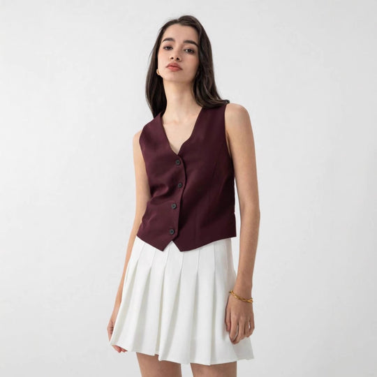 Damen elegante Weste mit modernem Schnitt und praktischen Knopfdetails R&B