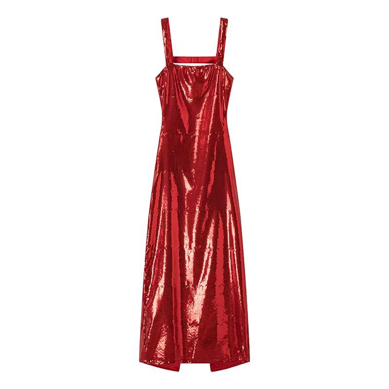 Damen Maxikleid mit glitzernden Pailletten und elegantem Schnitt R&B