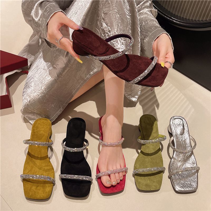 Damen elegante Riemchen-Sandalen mit Glitzerakzenten R&B