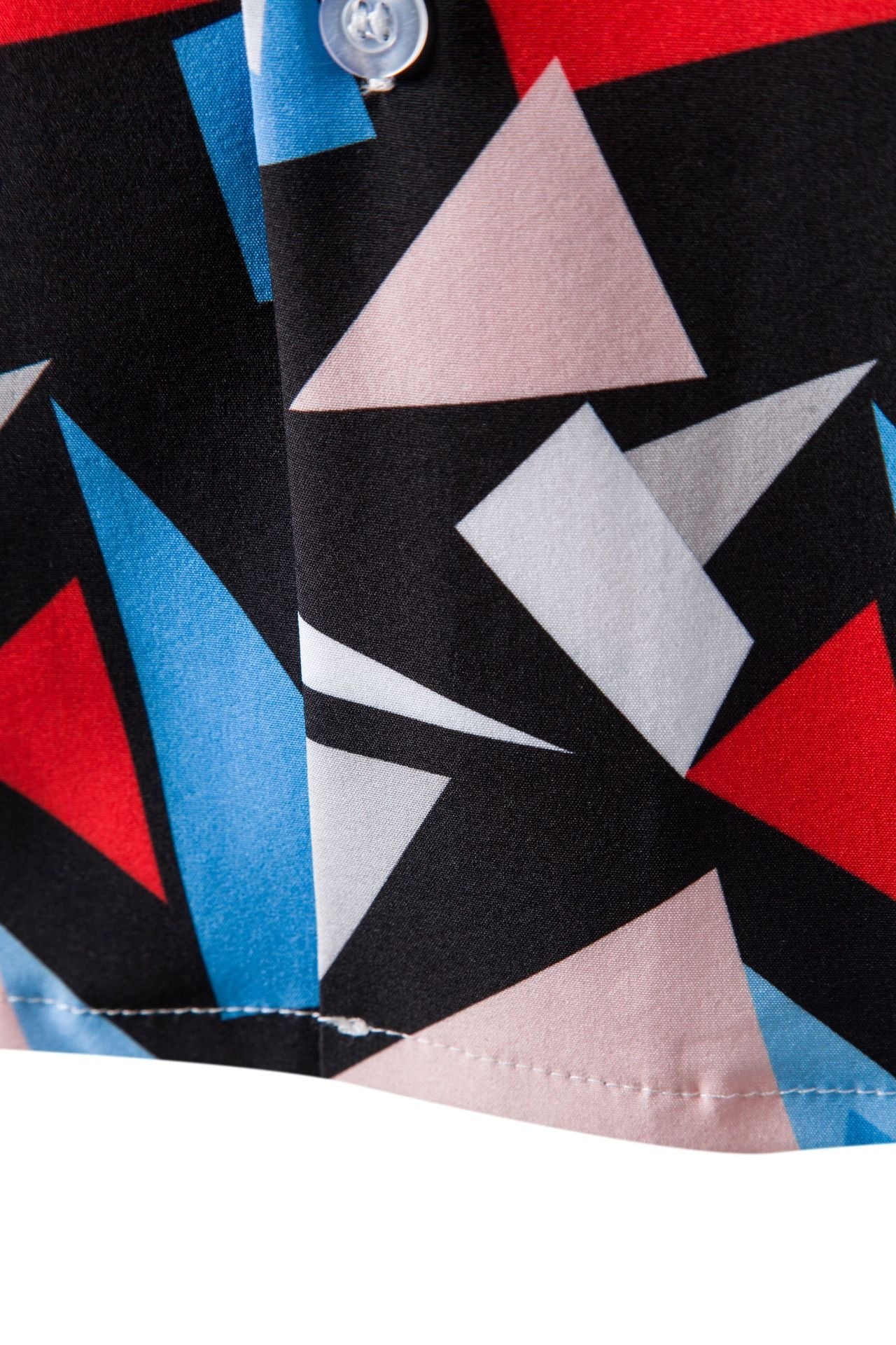 Herren Kurzarmhemd mit kreativem geometrischem Grafikdesign und praktischen Brusttaschen