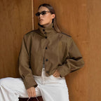 Damen Oversized Utility-Jacke mit strukturiertem Design und praktischen Taschen R&B