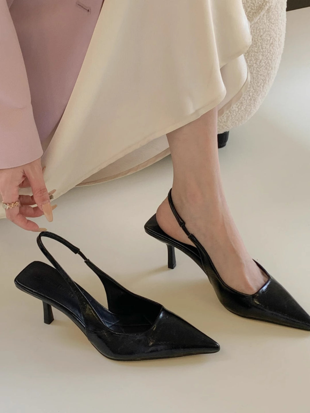 Damen elegante Slingback Pumps mit spitzem Design R&B
