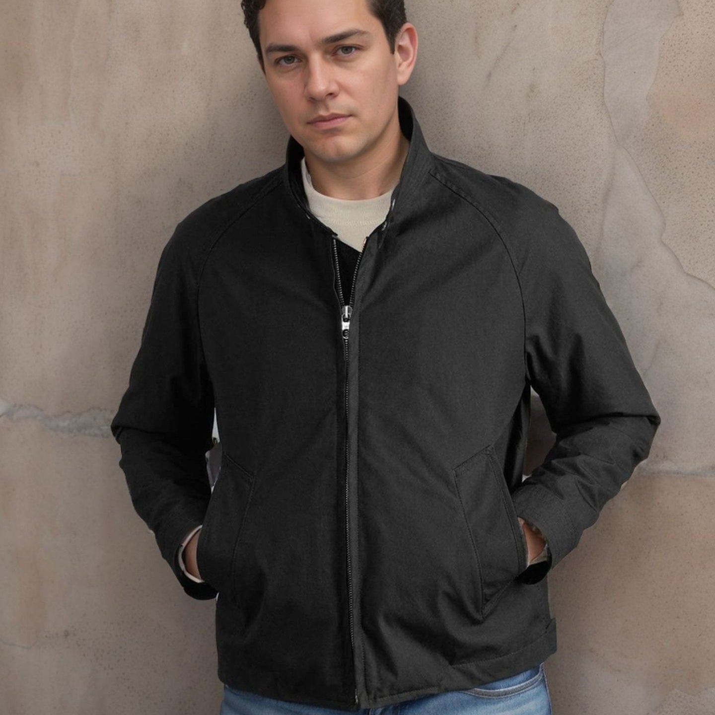 Herren leichte Freizeitjacke im modernen Design mit Stehkragen R&B