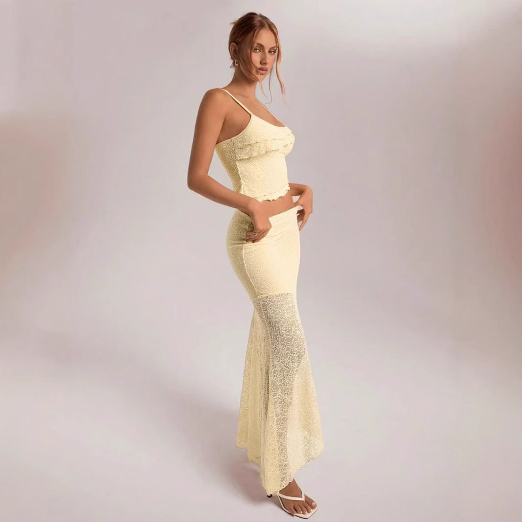 Damen Spitzen Set mit Rüschendetails R&B