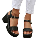 Damen Plateau-Sandaletten mit modischem Riemendesign und eleganter Schnallenapplikation R&B