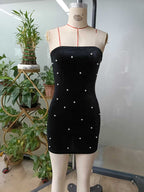 Damen Figurbetontes Abendkleid mit Perlenapplikationen