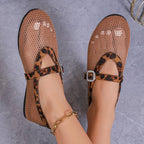 Damen atmungsaktive Ballerinas mit modischem Lochmuster und komfortablem Riemen R&B
