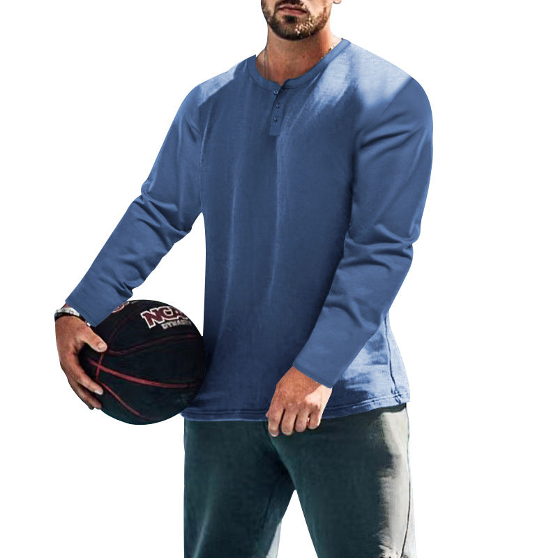 Herren langärmliges Henley-Shirt mit strukturiertem Stoff und praktischen Knopfdetails R&B