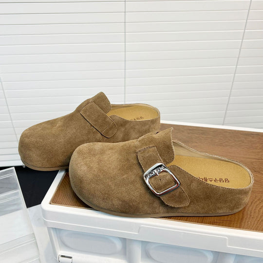 Damen Bequeme Wildleder-Clogs mit verstellbarem Riemen und ergonomischem Fußbett R&B