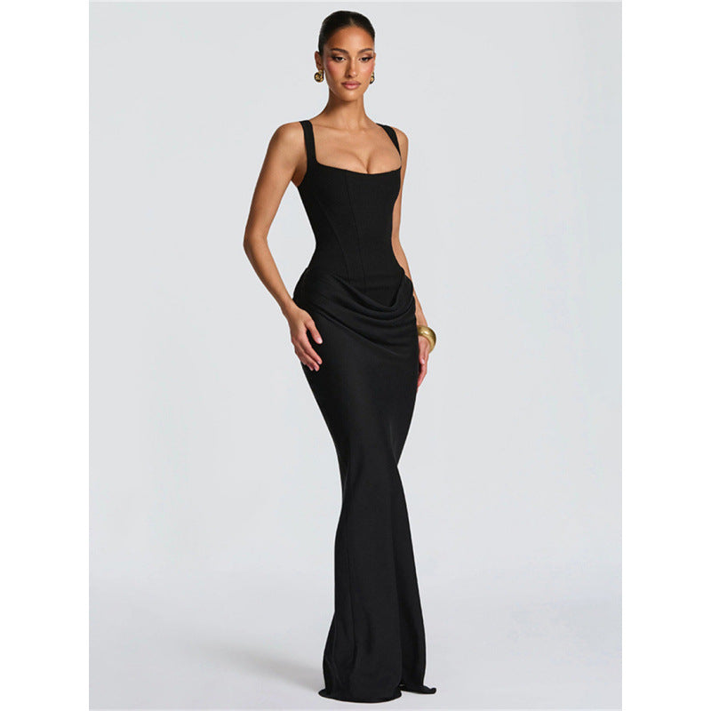 Damen Elegantes Maxikleid mit raffiniertem Drapierungsdesign R&B