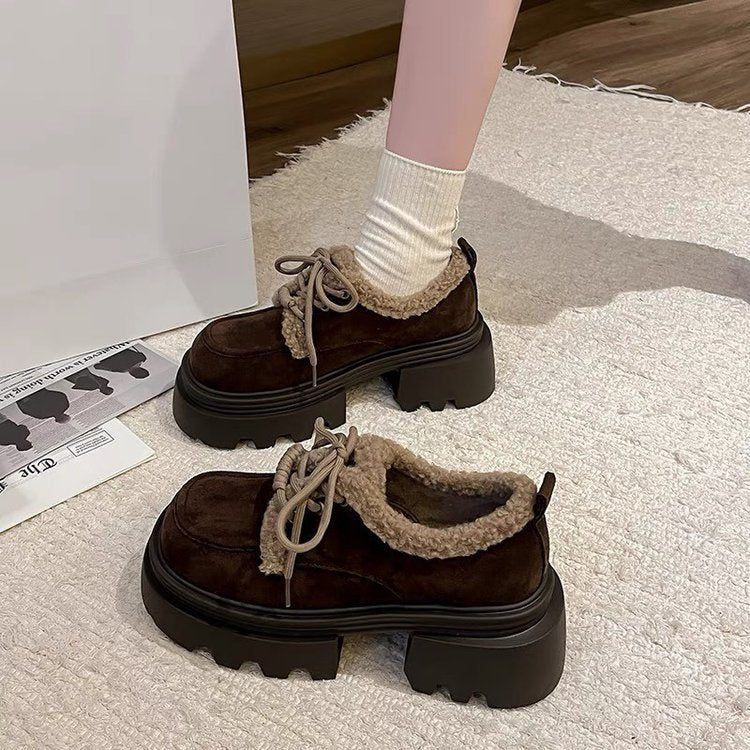 Damen Komfortable Sneakers mit flauschiger Kragen R&B