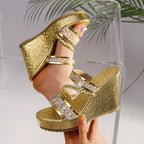 Damen Wedge-Sandalen mit funkelnden Akzenten und elegantem Krokodil-Design R&B