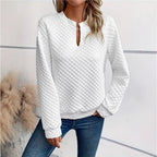 Damen modischer Stehkragen-Pullover mit strukturiertem Design R&B
