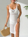 Damen gehäkeltes Strandkleid mit seitlichem Schlitz R&B