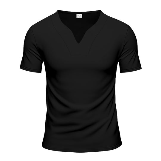 Herren nan schlank geschnittenes Kurzarmshirt mit eingelassener V-Einkerbung und dekorativer Ziernaht R&B