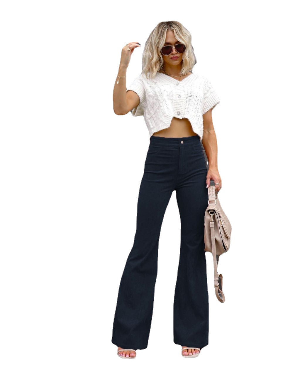 Damen Flared Jeans mit hohem Bund und figurformendem Schnitt R&B