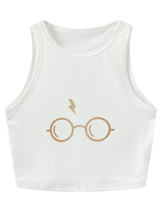 Damen Crop-Top mit auffälligem Schriftzug und körpernahem Schnitt R&B
