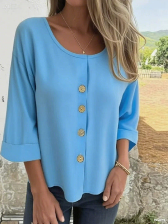 Damen Elegantes und lässiges Blusenshirt mit Knopfdetail R&B