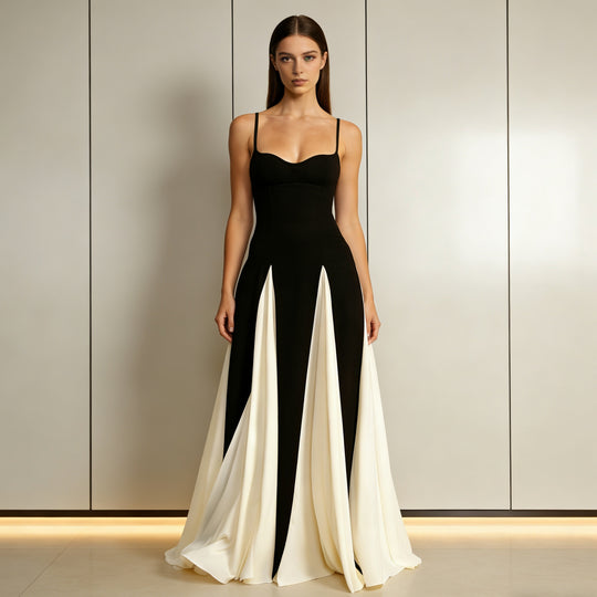 Damen Elegantes Abendkleid mit asymmetrischem Rock und zarten Trägern R&B