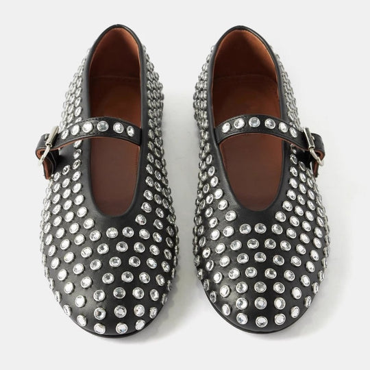 Damen modische Strass-Pantoletten mit verstellbarem Riemen R&B